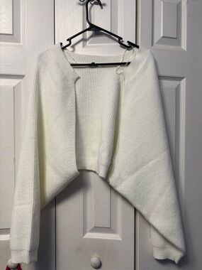 Fashion Nova White Open-Front Cropped Shrug